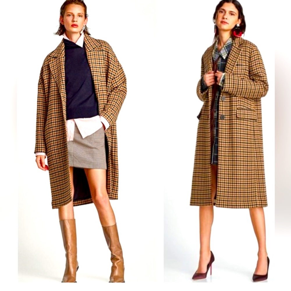 ZARA WOMAN plaid coat brown, black